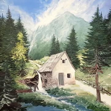 Burjakov mlin na koroškem (Akril-platno - 2023) Silvo Cerar